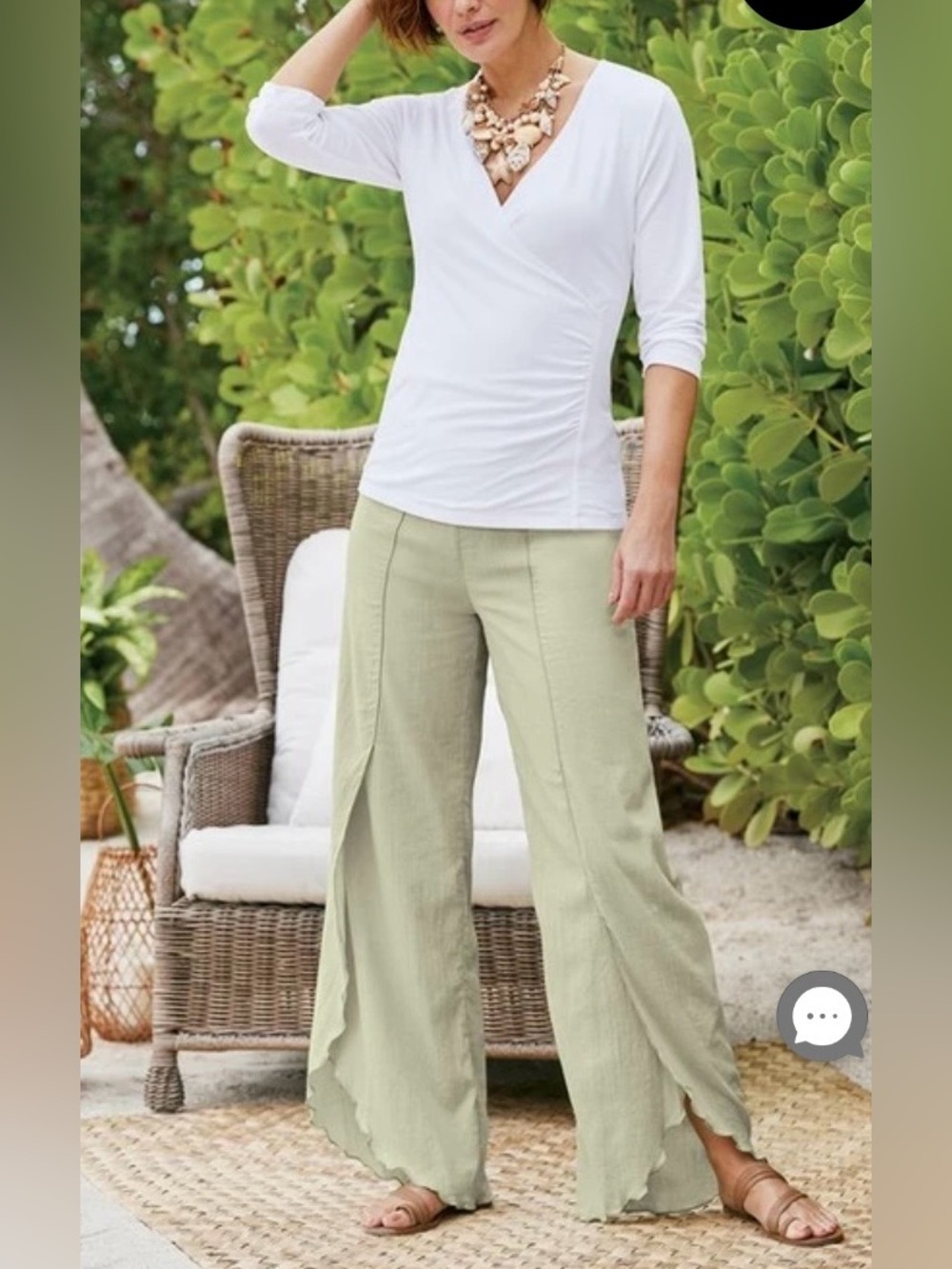 Soft Surroundings Siesta Key Gauze Pants Size L Breathable Airy Resort